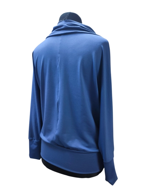 Jesienna bluzka KIMONO ze ściągaczami i z golfem - niebieska